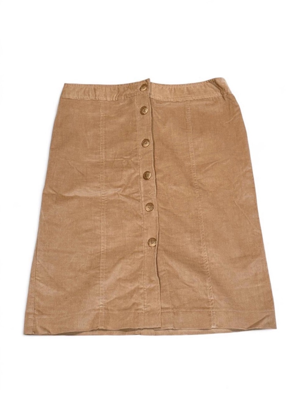 Briggs New York Button-Front Khaki Corduroy Pencil Skirt